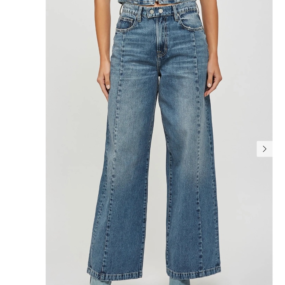 Wide Leg High-Rise Women's Jeans - Blue